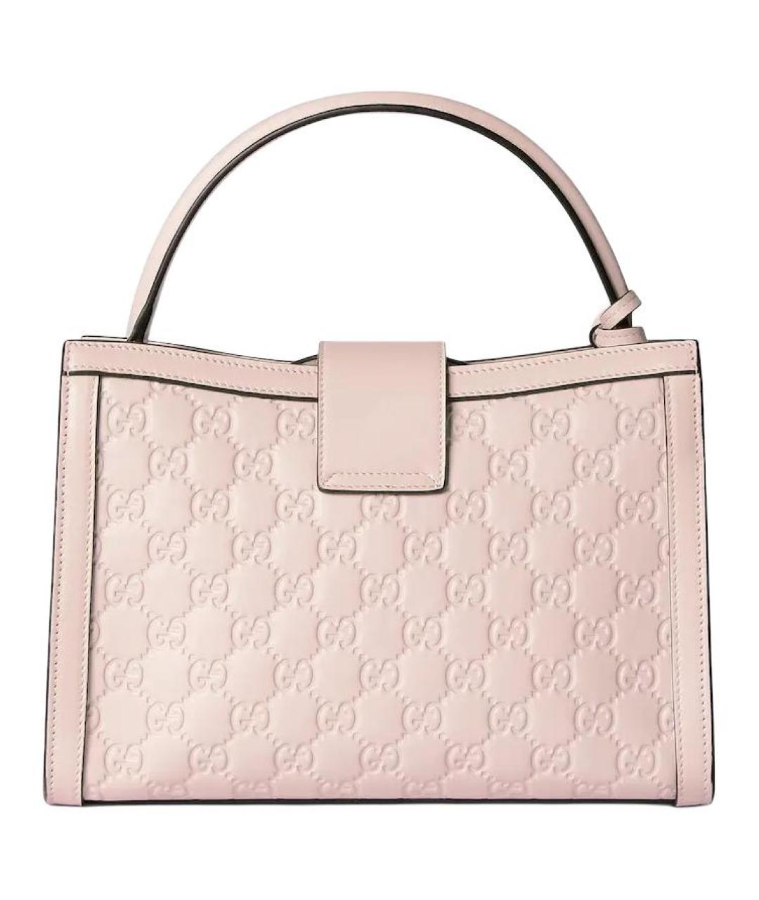GUCCI Розовая кожаная сумка с короткими ручками, фото 5