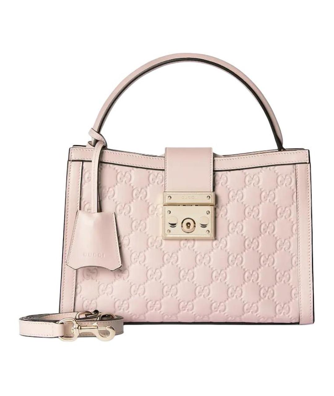 GUCCI Розовая кожаная сумка с короткими ручками, фото 2