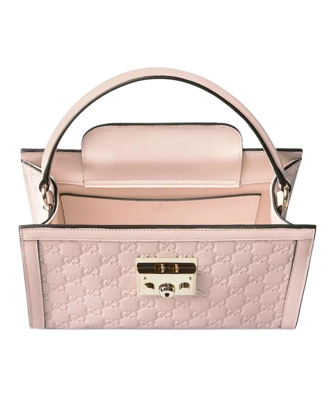 GUCCI Розовая кожаная сумка с короткими ручками, фото 6