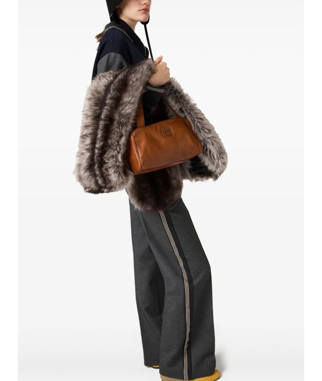 MIU MIU Серые вискозные прямые брюки, фото 5