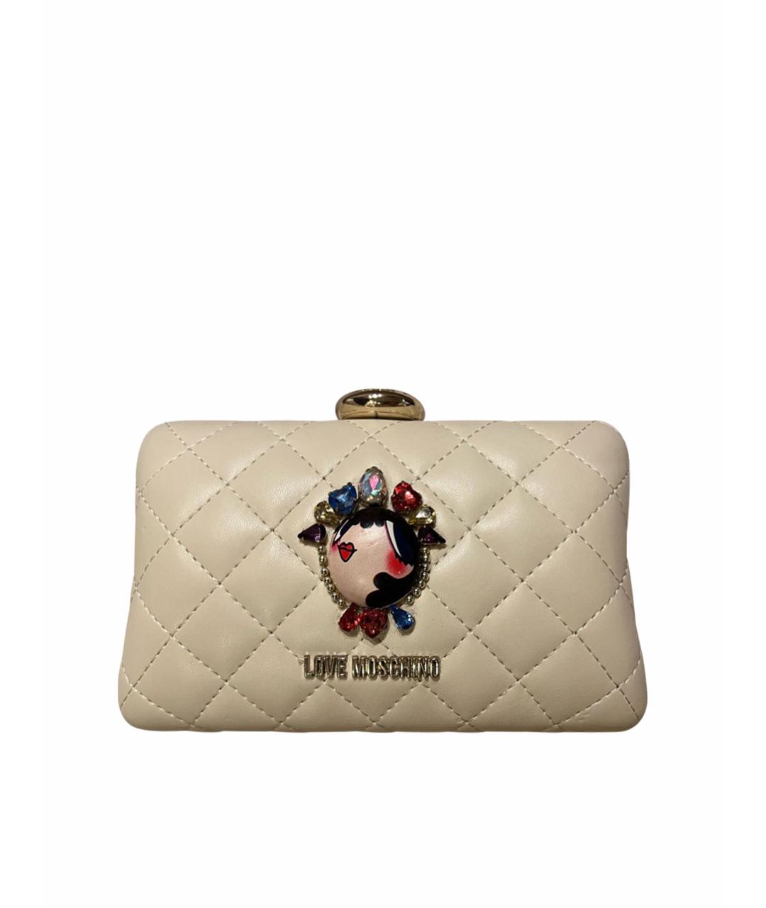 LOVE MOSCHINO Бежевая кожаная сумка через плечо, фото 1