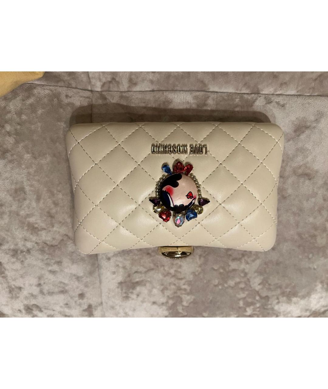 LOVE MOSCHINO Бежевая кожаная сумка через плечо, фото 3