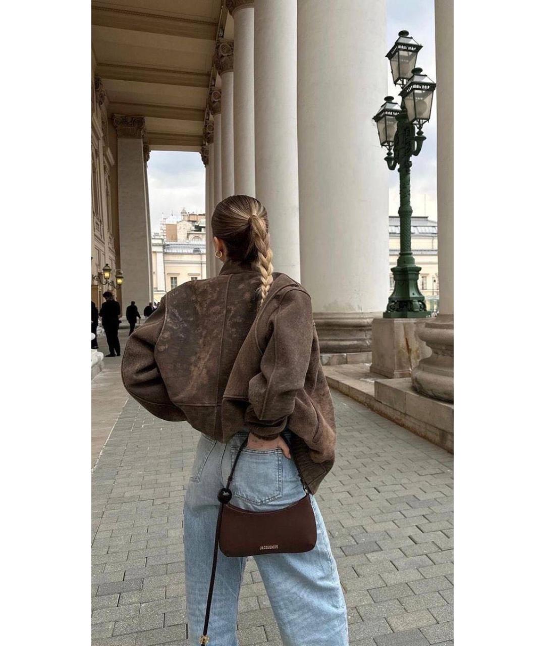 JACQUEMUS Коричневая кожаная сумка через плечо, фото 4