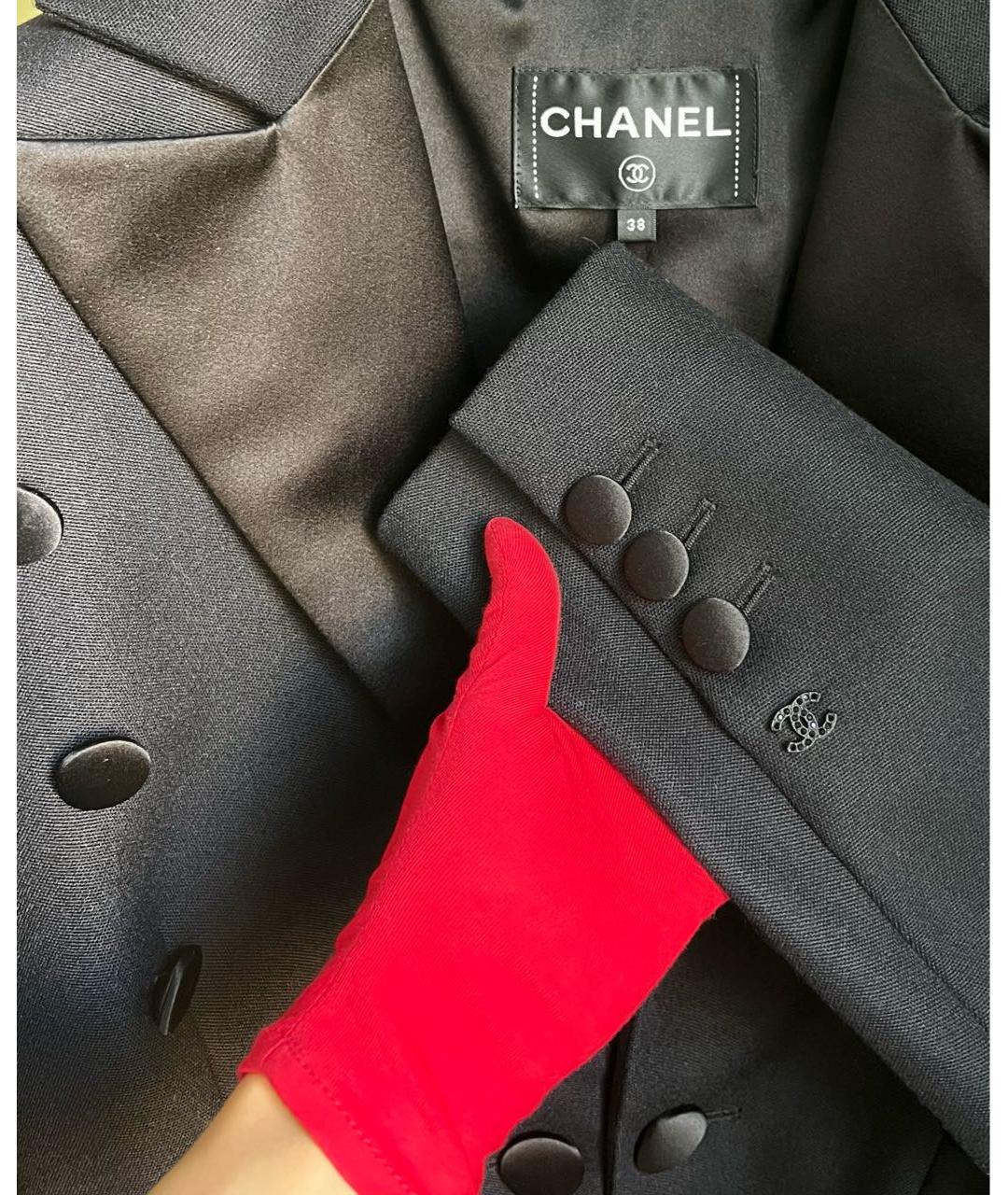 CHANEL Черный шерстяной жакет/пиджак, фото 2