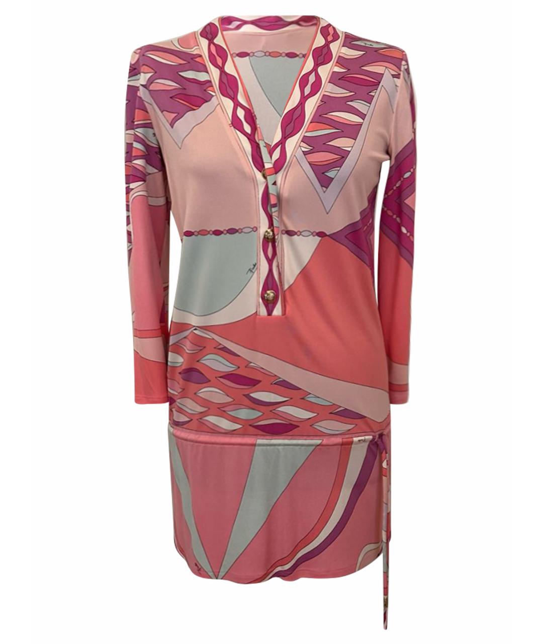 EMILIO PUCCI Розовое шелковое платье, фото 7