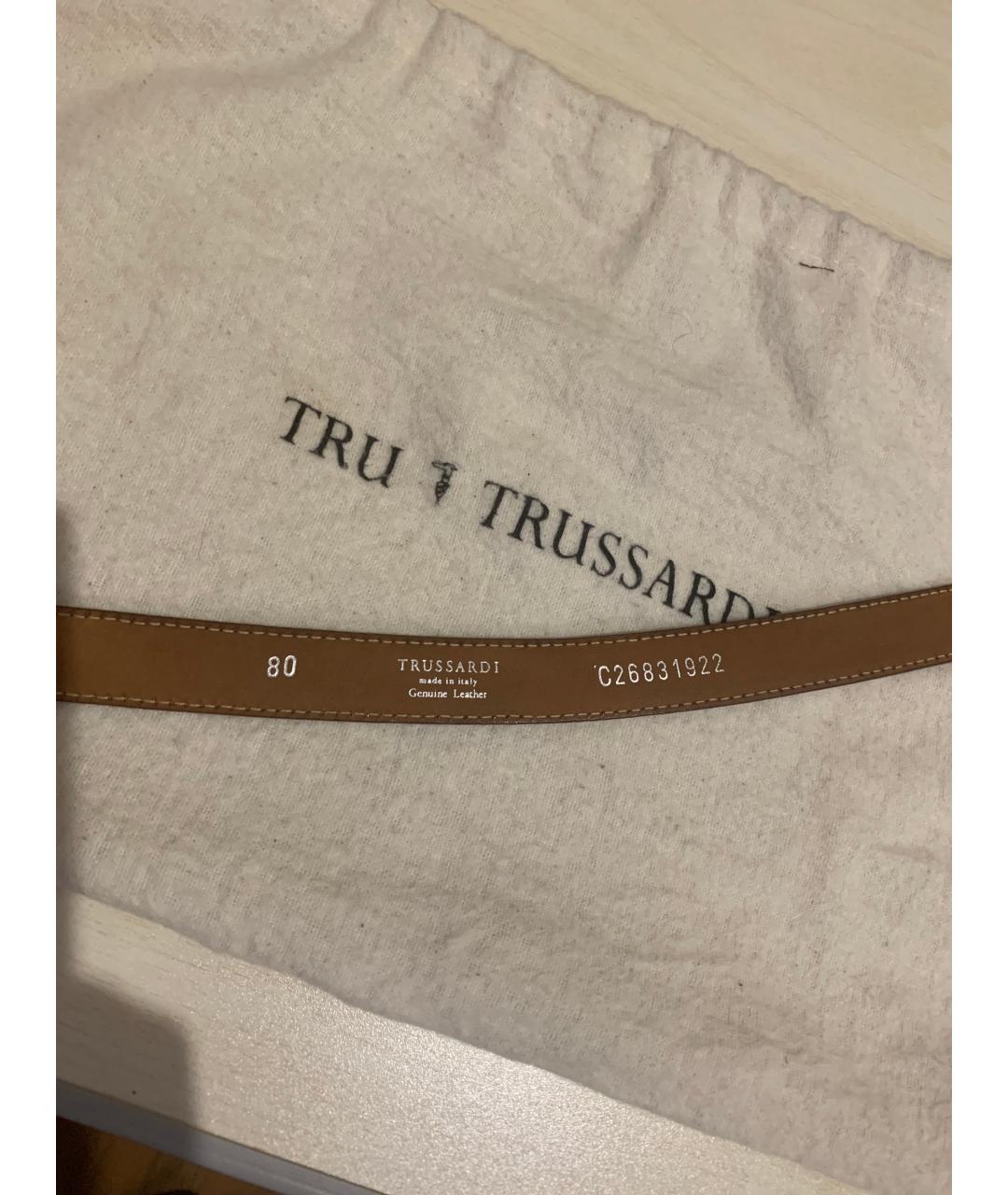 TRUSSARDI Бежевый кожаный ремень, фото 4