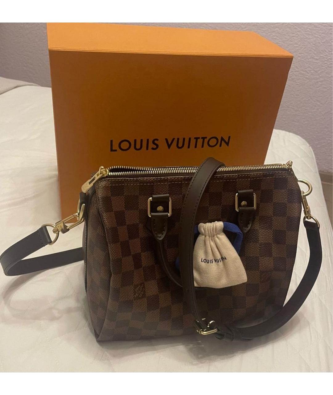 LOUIS VUITTON Коричневая кожаная сумка через плечо, фото 3