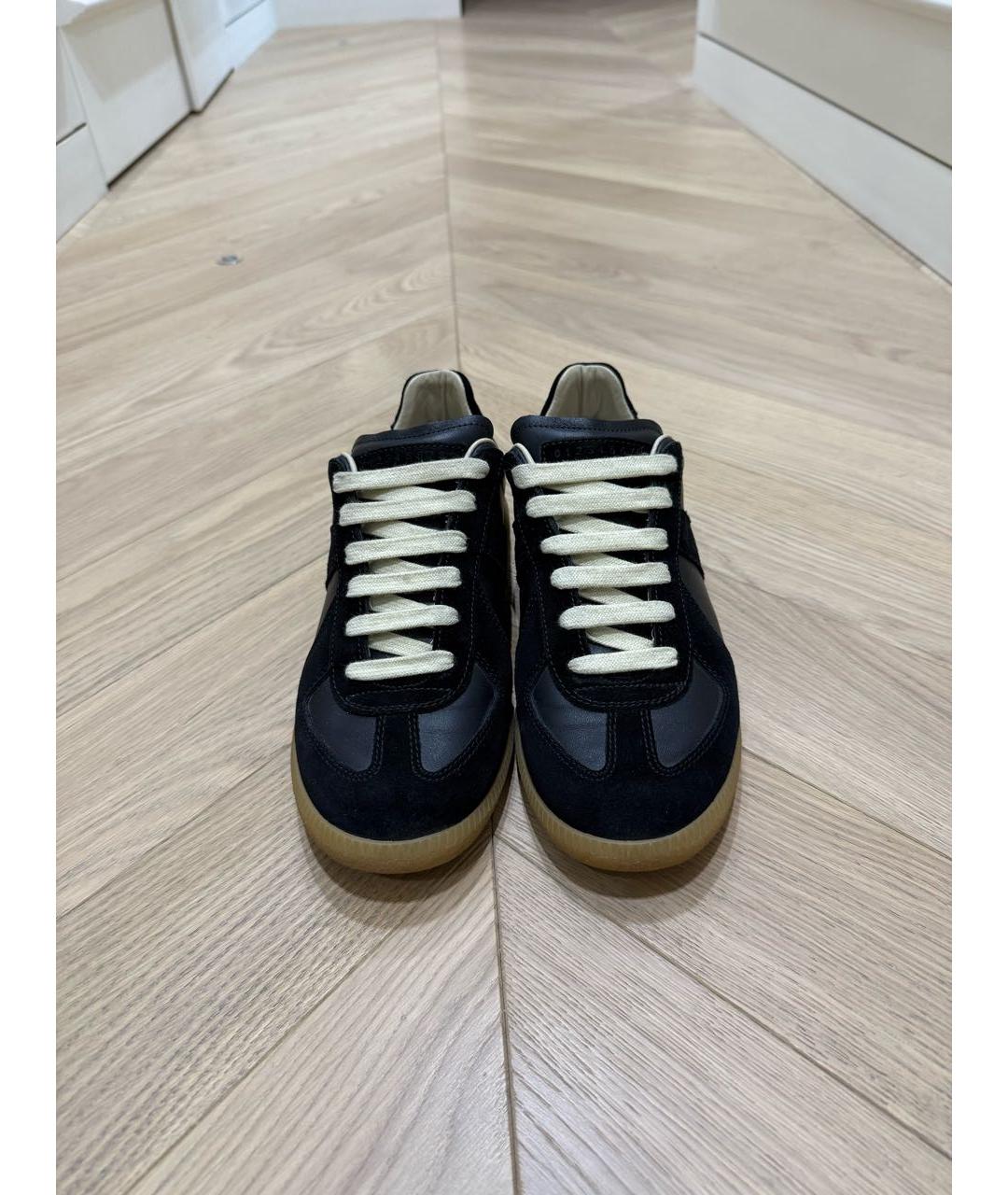 MAISON MARGIELA Черные кожаные кеды, фото 6