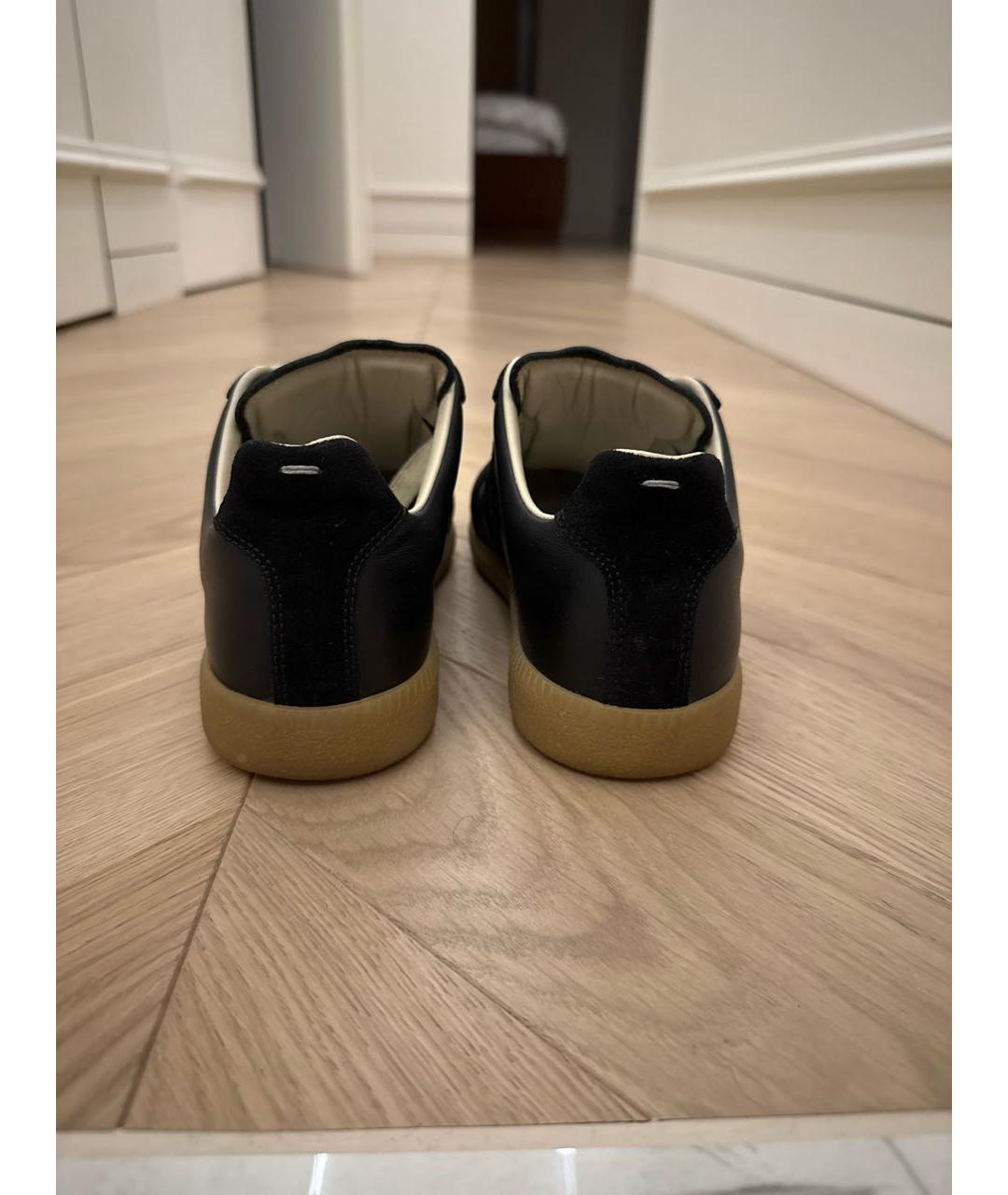 MAISON MARGIELA Черные кожаные кеды, фото 5