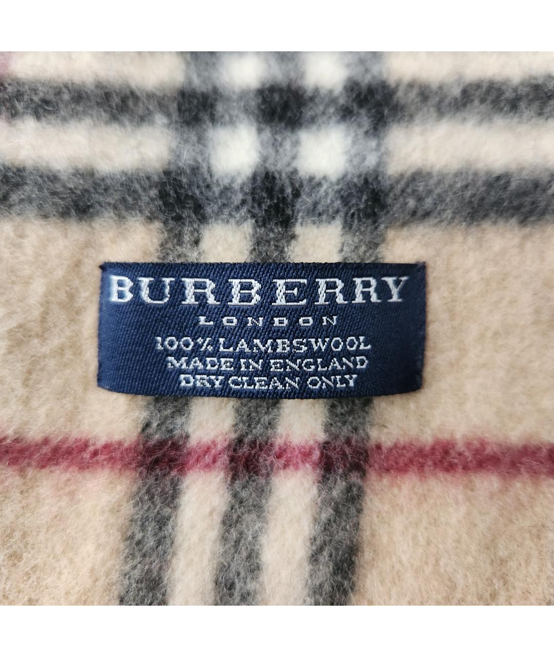 BURBERRY Бежевый шерстяной шарф, фото 2