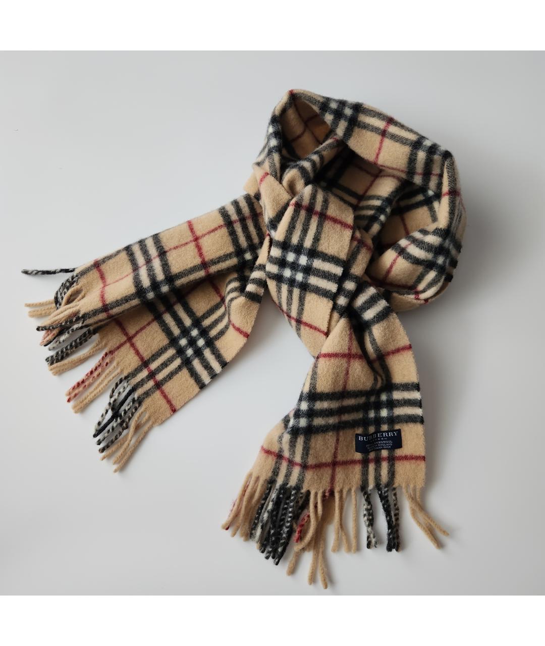 BURBERRY Бежевый шерстяной шарф, фото 5