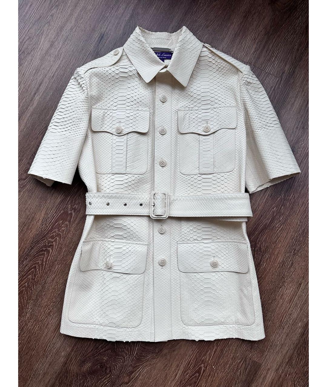 RALPH LAUREN COLLECTION Белый жакет/пиджак из экзотической кожи, фото 5