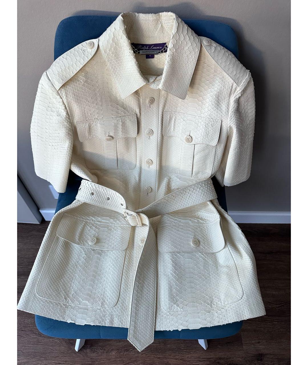 RALPH LAUREN COLLECTION Белый жакет/пиджак из экзотической кожи, фото 2