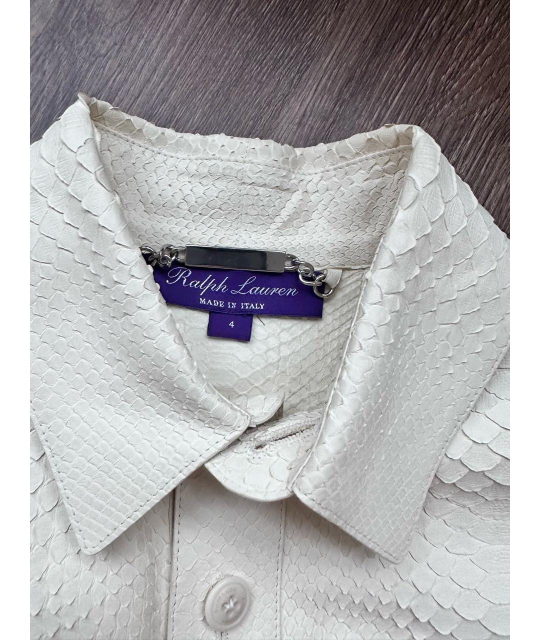 RALPH LAUREN COLLECTION Белый жакет/пиджак из экзотической кожи, фото 4