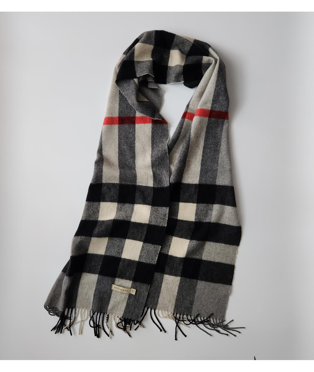 BURBERRY Серый кашемировый шарф, фото 5
