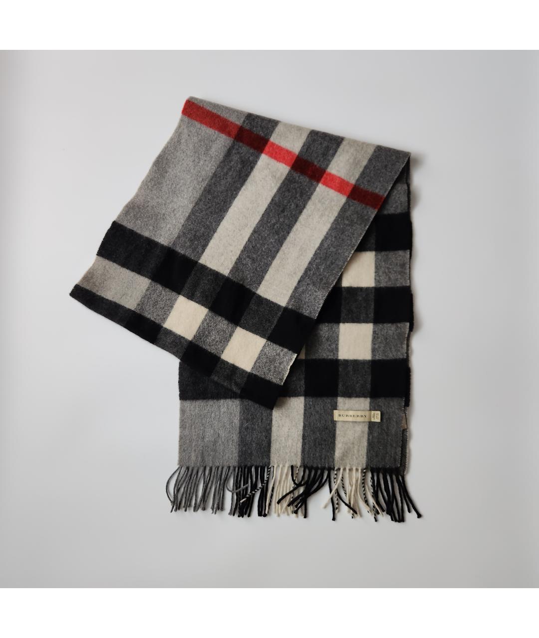 BURBERRY Серый кашемировый шарф, фото 2