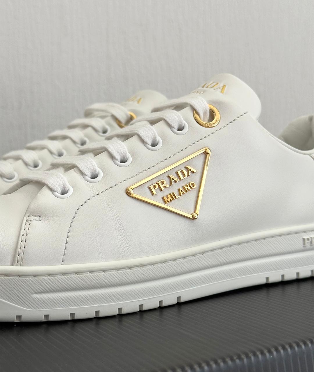 PRADA Белые кожаные кеды, фото 4