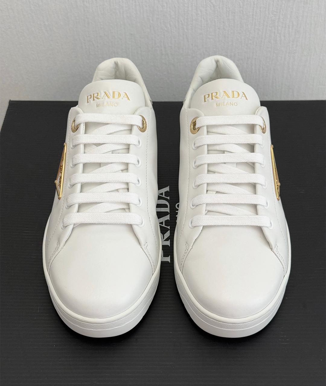 PRADA Белые кожаные кеды, фото 3