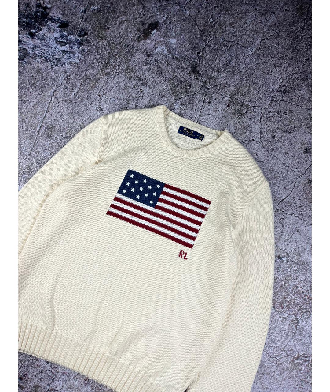 POLO RALPH LAUREN Бежевый хлопковый джемпер / свитер, фото 2