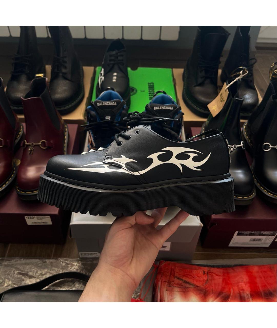 DR. MARTENS Черные кожаные низкие ботинки, фото 8