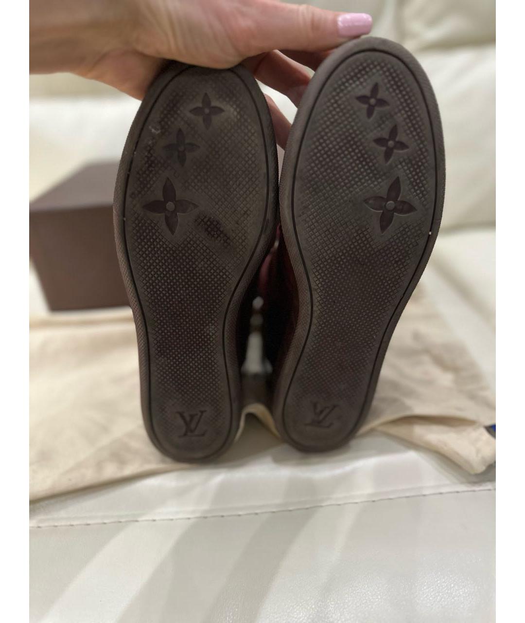 LOUIS VUITTON Бордовые замшевые кроссовки, фото 6
