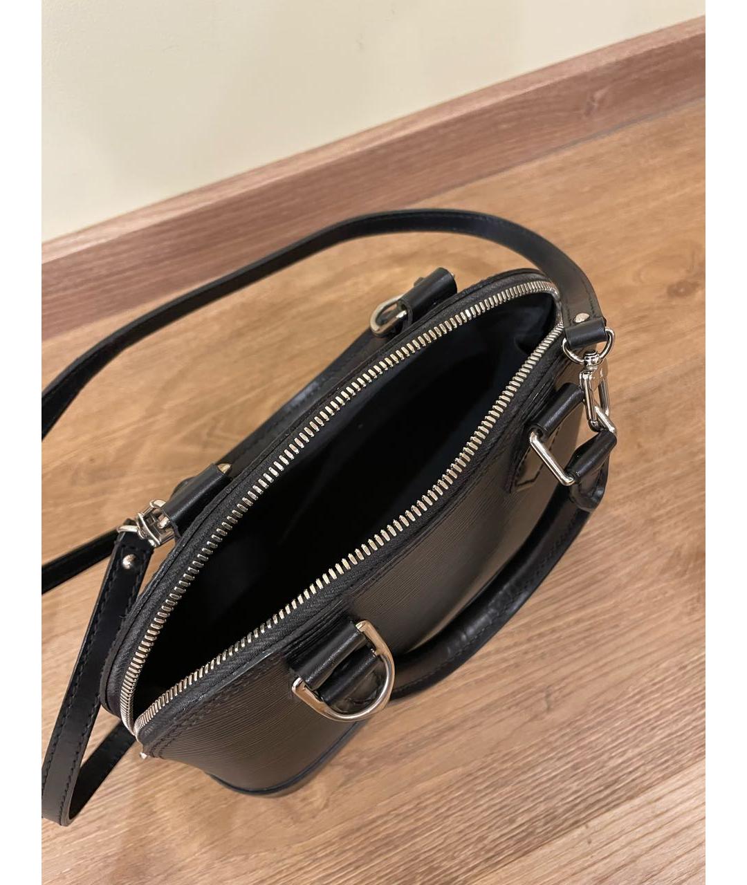 LOUIS VUITTON Черная кожаная сумка с короткими ручками, фото 4