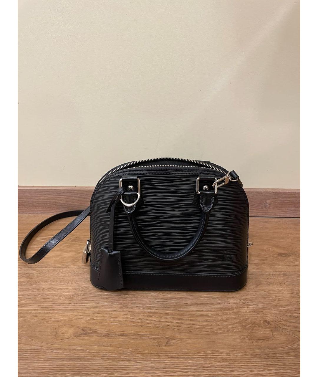 LOUIS VUITTON Черная кожаная сумка с короткими ручками, фото 9