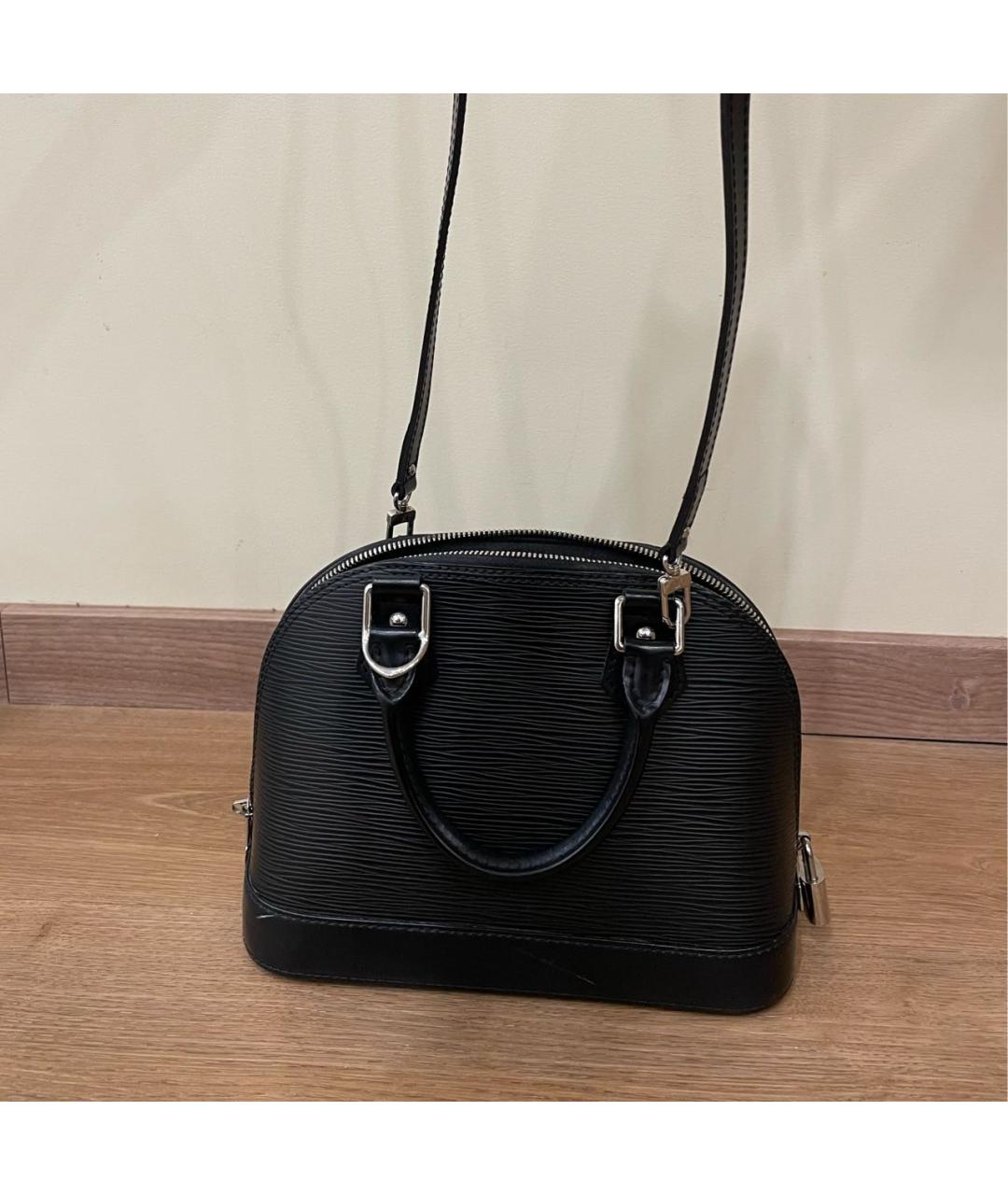 LOUIS VUITTON Черная кожаная сумка с короткими ручками, фото 3