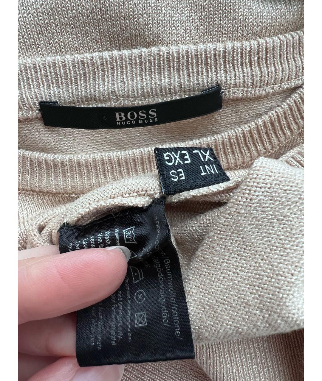 HUGO BOSS Бежевый хлопковый джемпер / свитер, фото 3