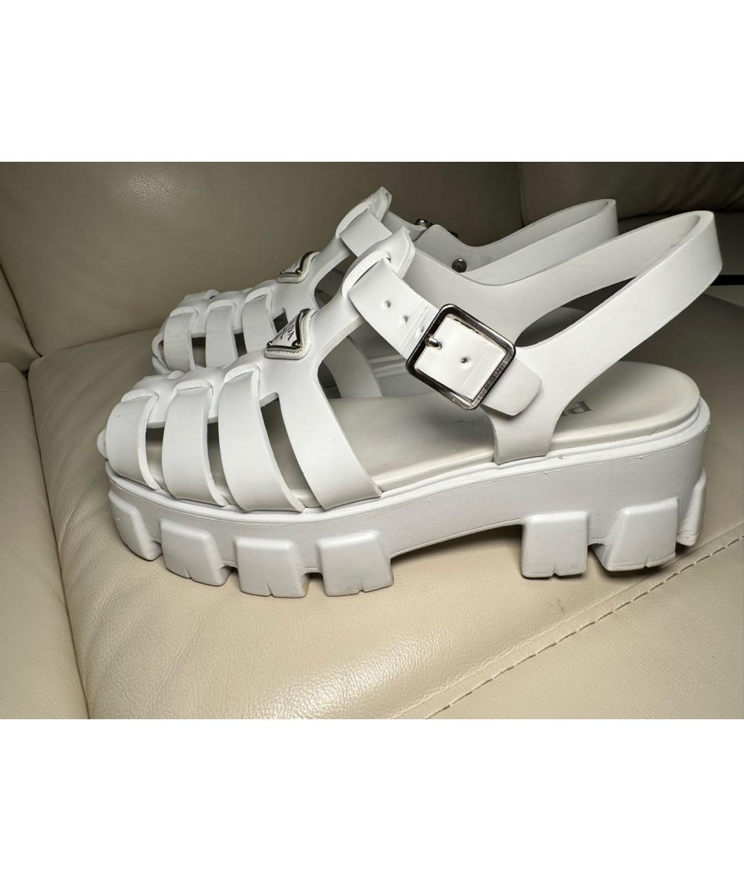 PRADA Белые резиновые сандалии, фото 8