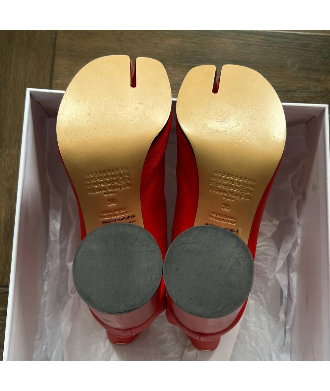 MAISON MARGIELA Красные кожаные ботинки, фото 5