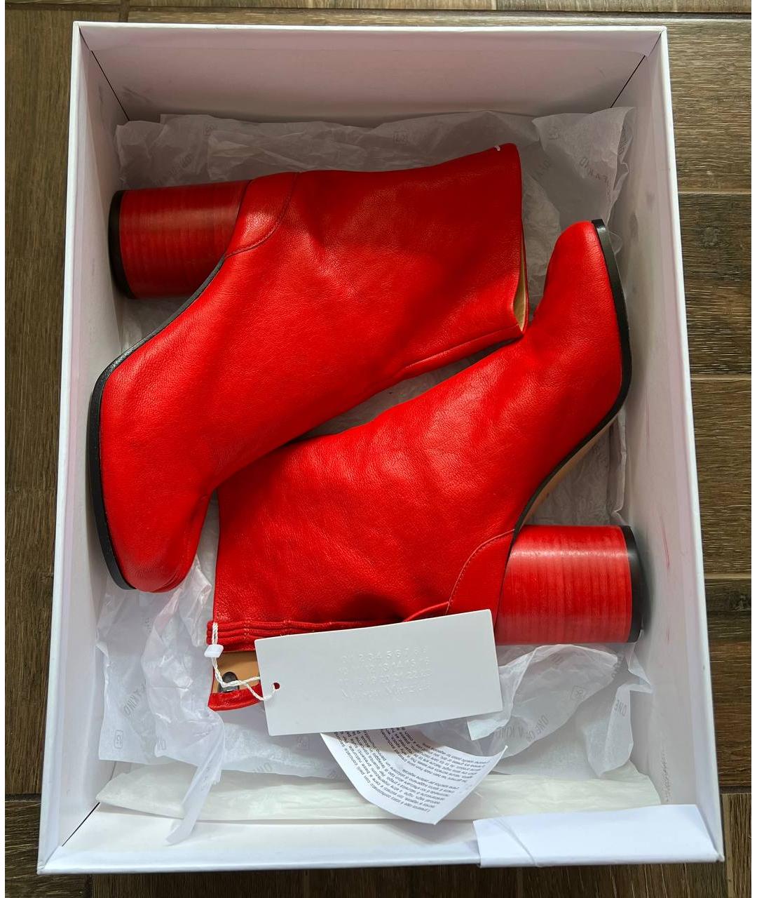 MAISON MARGIELA Красные кожаные ботинки, фото 6
