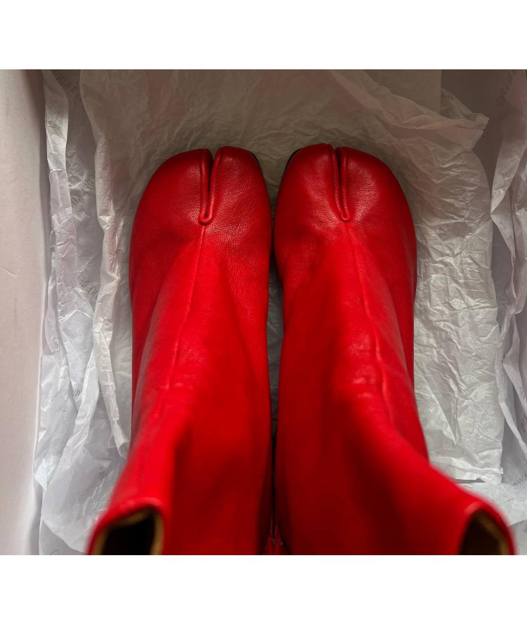 MAISON MARGIELA Красные кожаные ботинки, фото 3