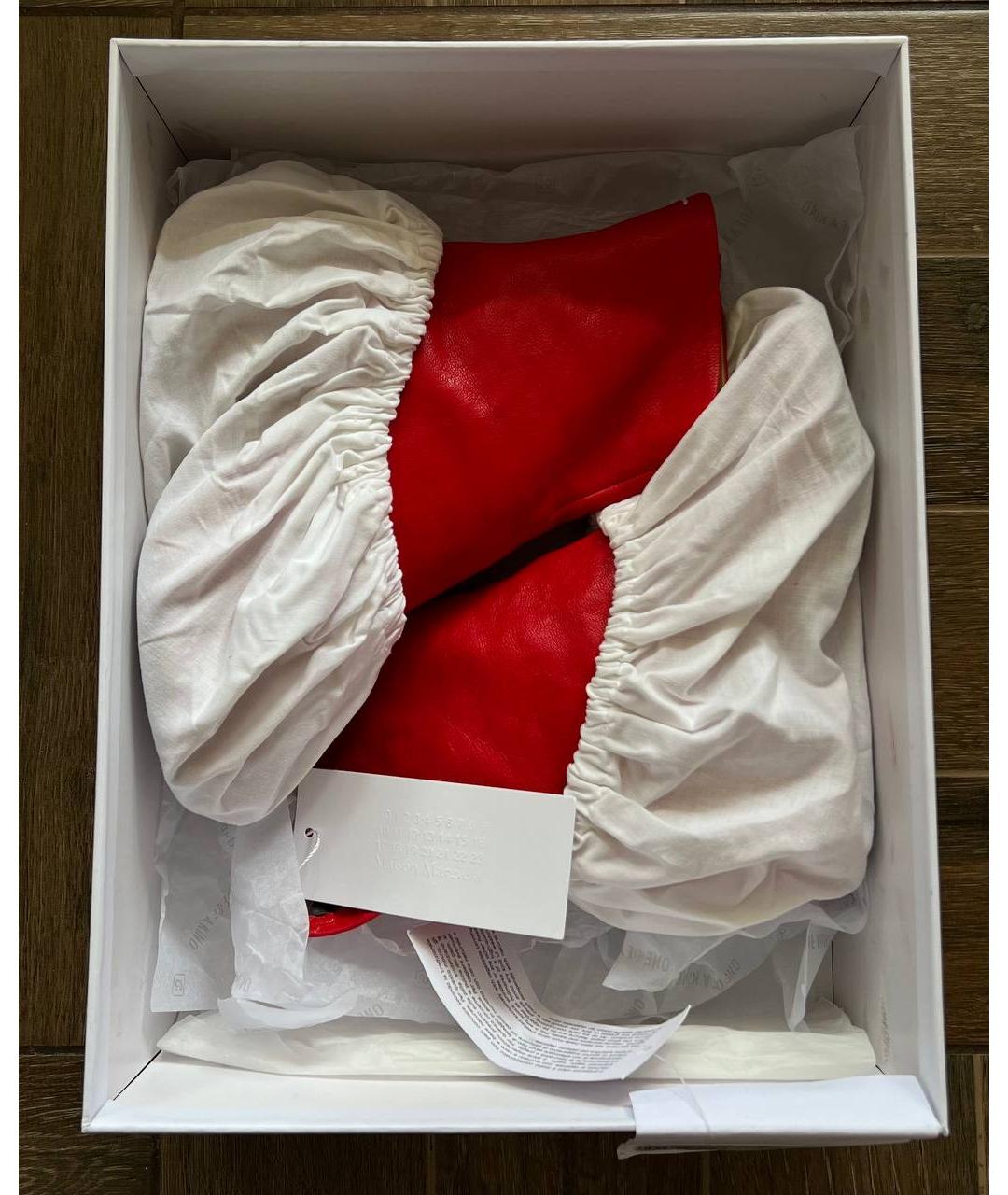 MAISON MARGIELA Красные кожаные ботинки, фото 7