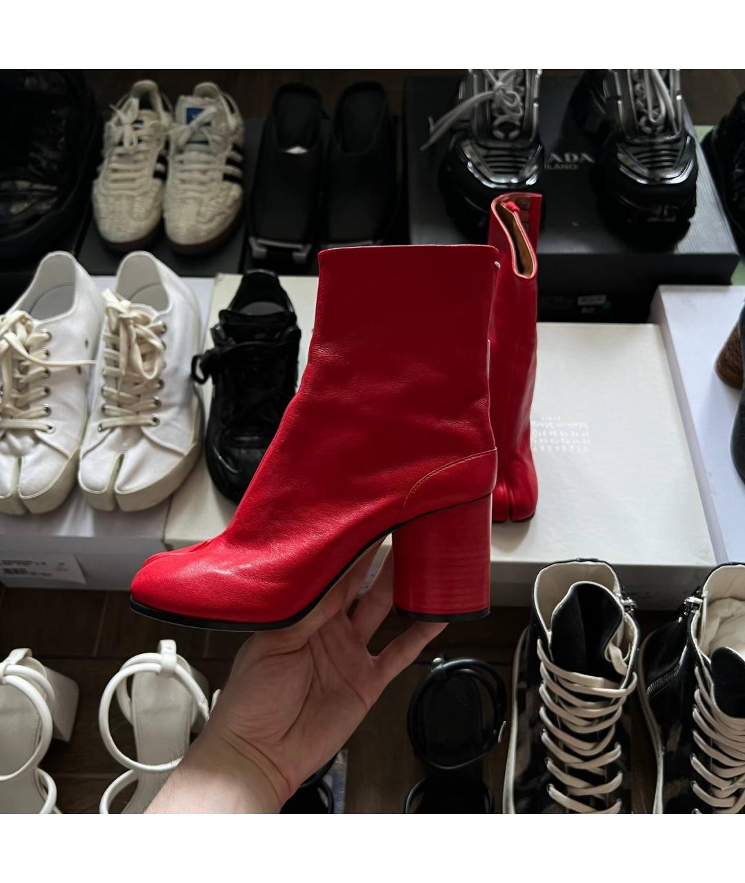 MAISON MARGIELA Красные кожаные ботинки, фото 8