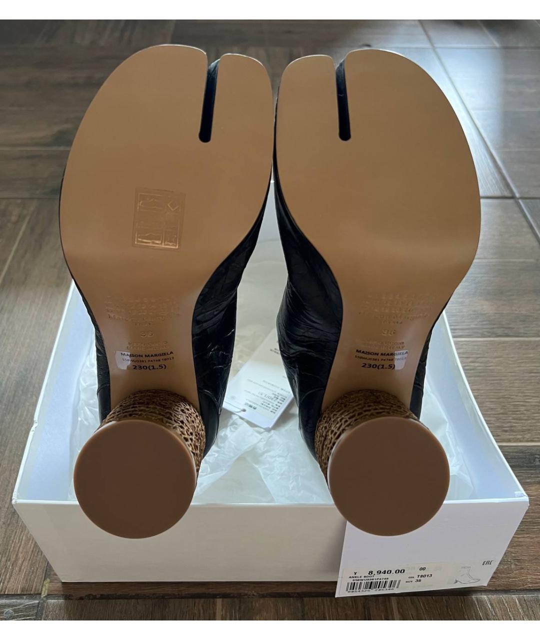 MAISON MARGIELA Черные кожаные ботинки, фото 5