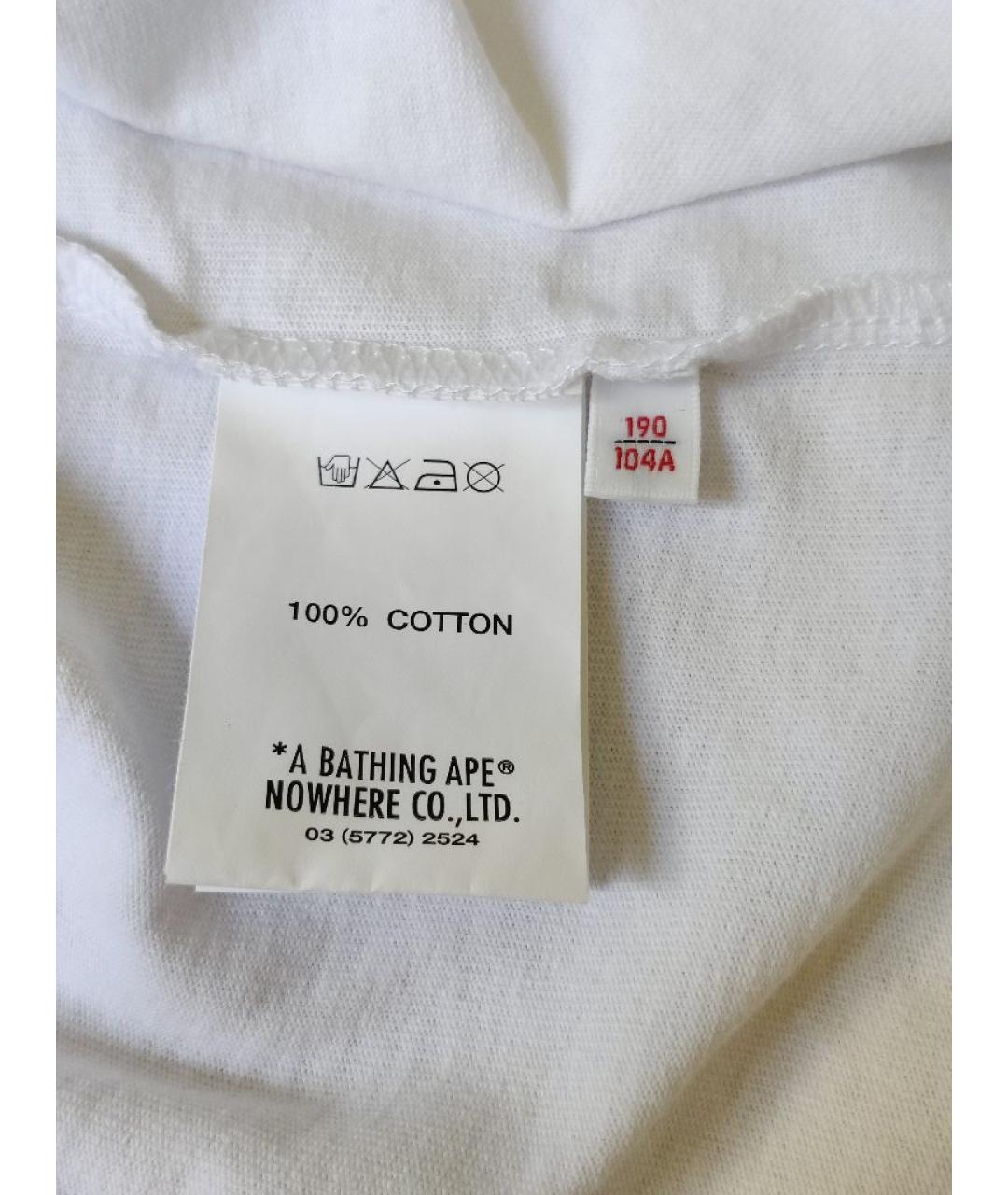 A BATHING APE Белая хлопковая футболка, фото 6