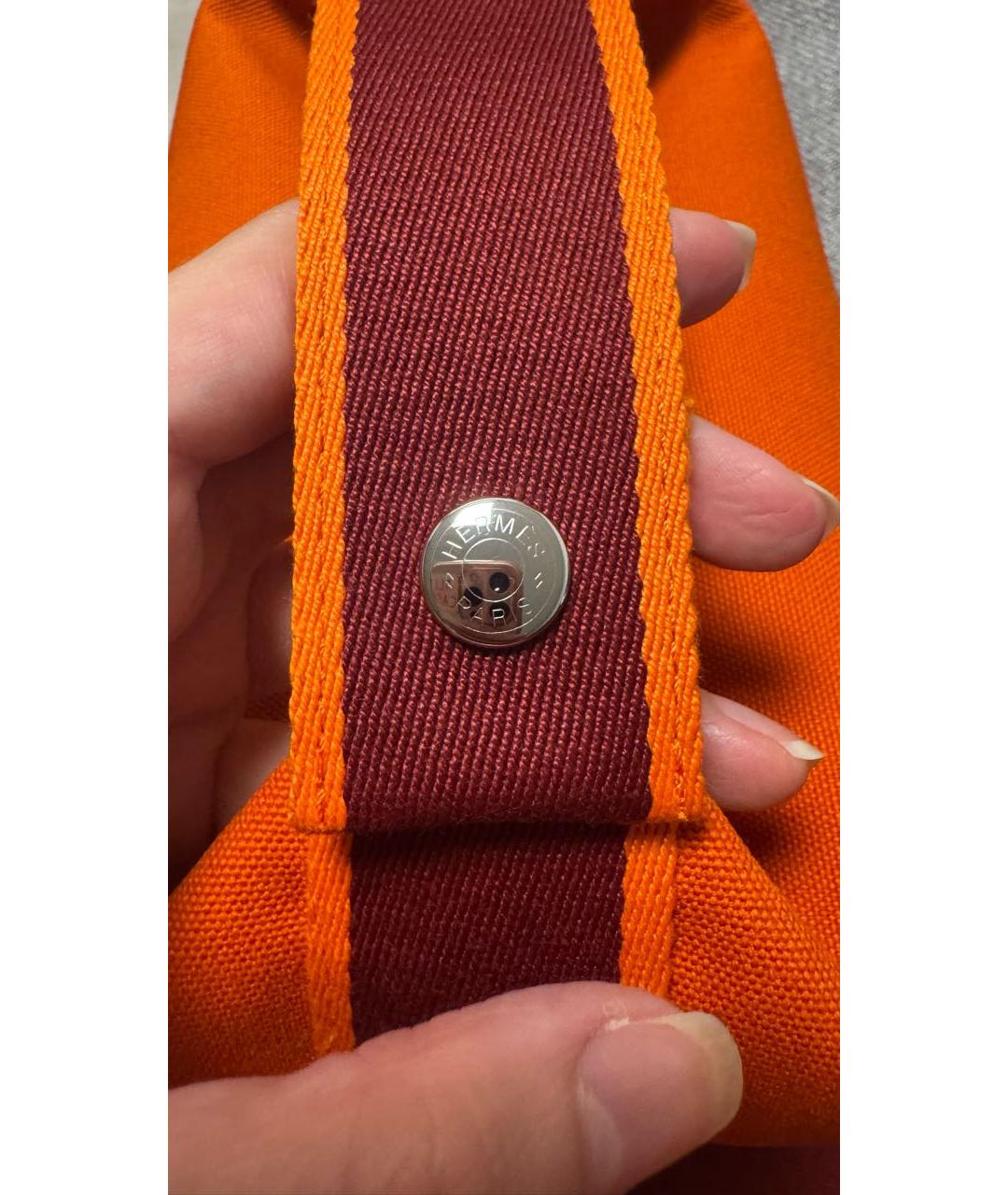 HERMES Оранжевая хлопковая пляжная сумка, фото 4