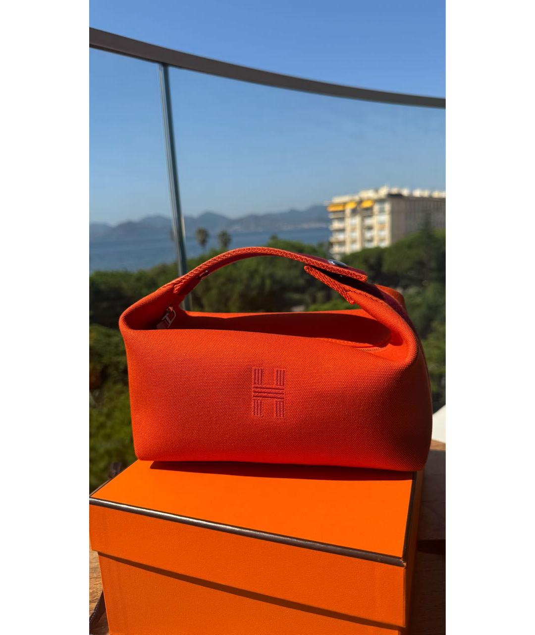 HERMES Оранжевая хлопковая пляжная сумка, фото 7