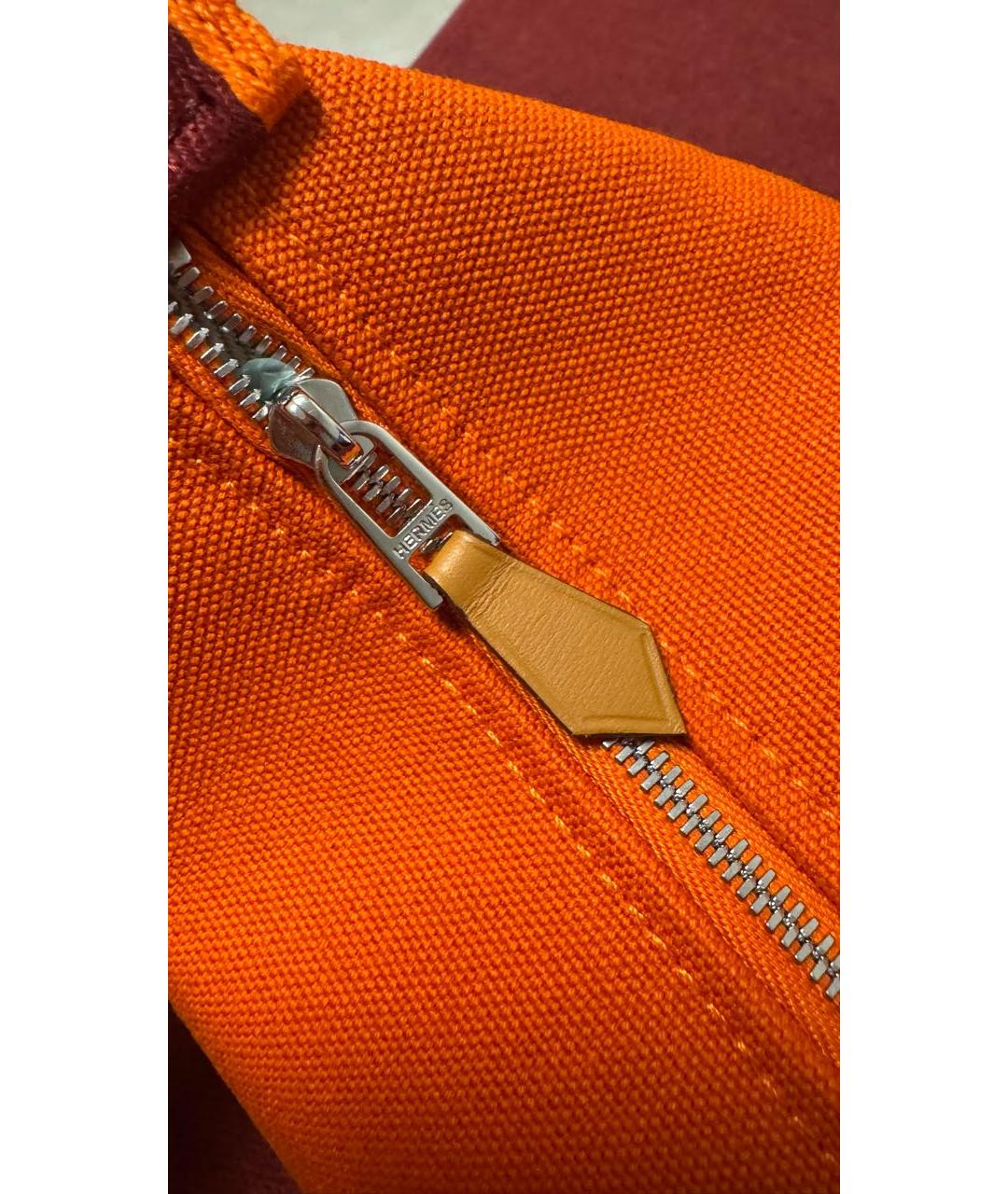 HERMES Оранжевая хлопковая пляжная сумка, фото 5