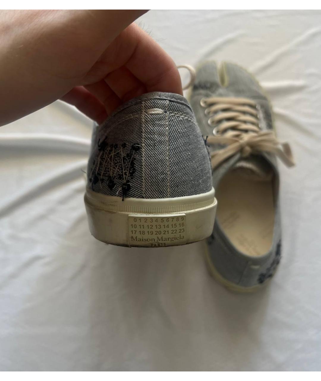 MAISON MARGIELA Голубые текстильные низкие кроссовки / кеды, фото 4