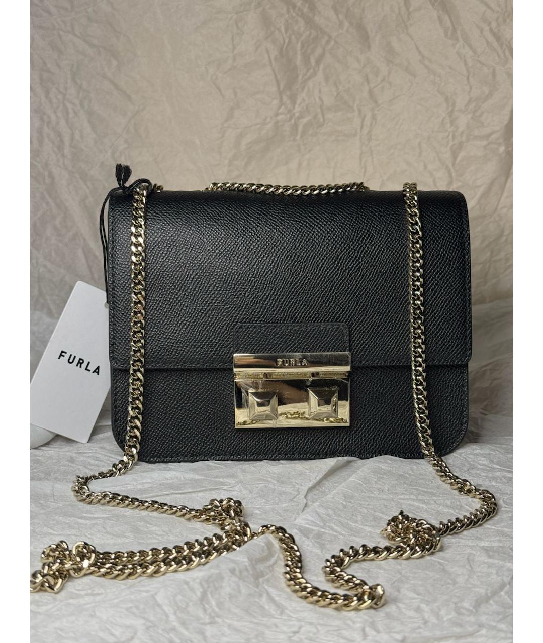 FURLA Черная кожаная сумка через плечо, фото 4