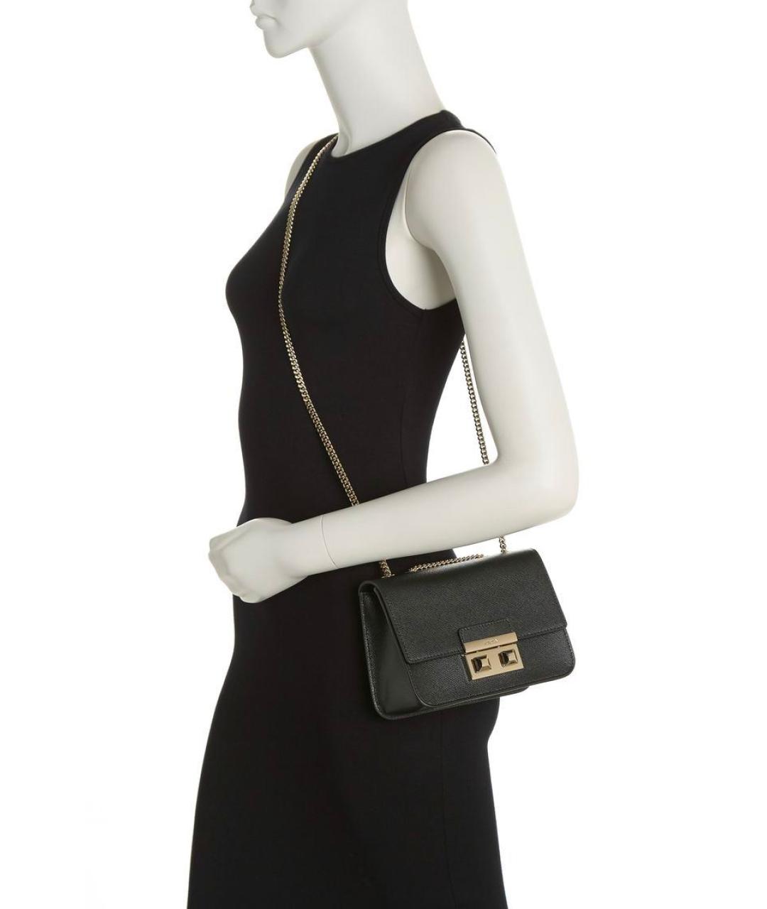FURLA Черная кожаная сумка через плечо, фото 3