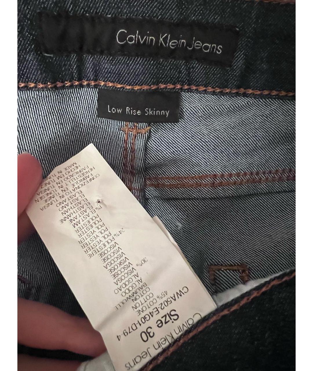 CALVIN KLEIN Темно-синие хлопковые джинсы слим, фото 3