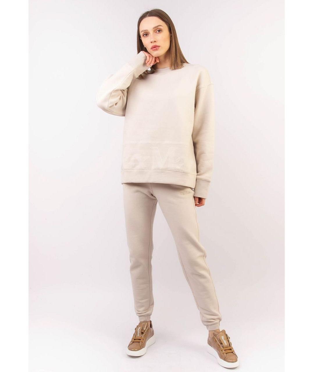 MAX MARA THE CUBE Бежевые хлопковые брюки узкие, фото 7