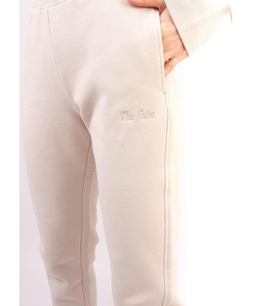 MAX MARA THE CUBE Бежевые хлопковые брюки узкие, фото 5