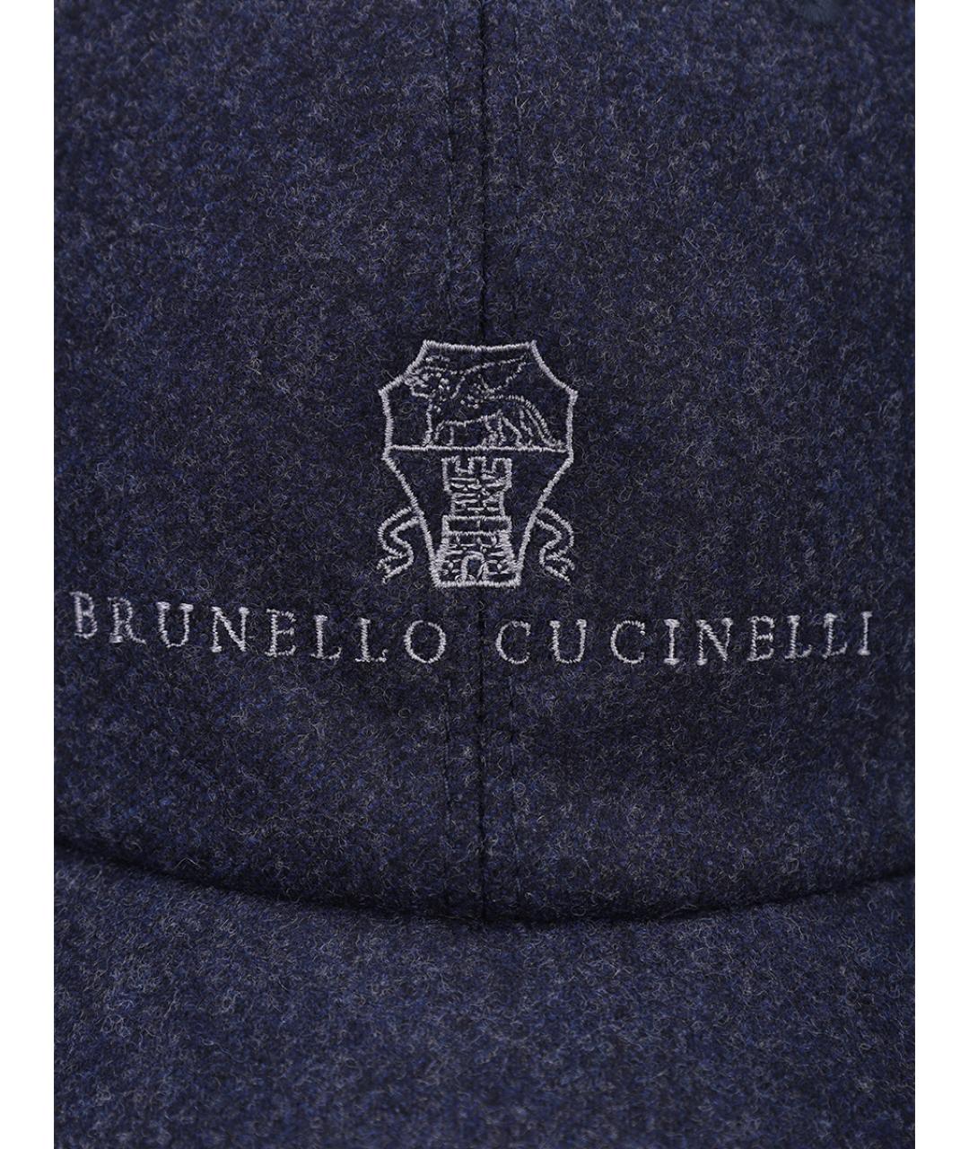 BRUNELLO CUCINELLI Синяя шерстяная кепка/бейсболка, фото 3