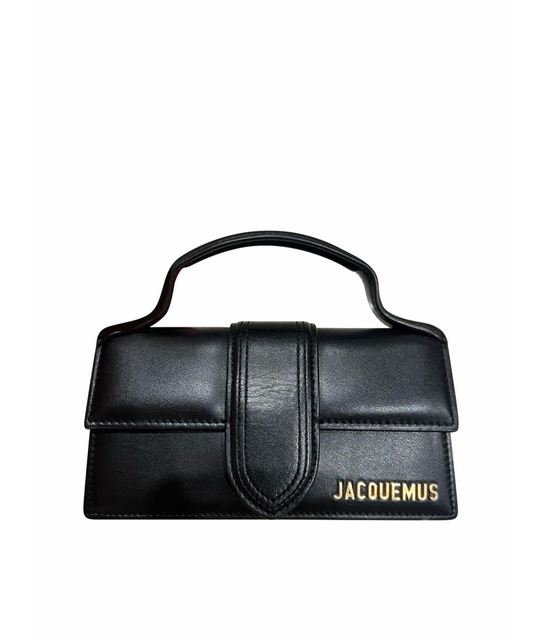 JACQUEMUS Черная кожаная сумка с короткими ручками, фото 1