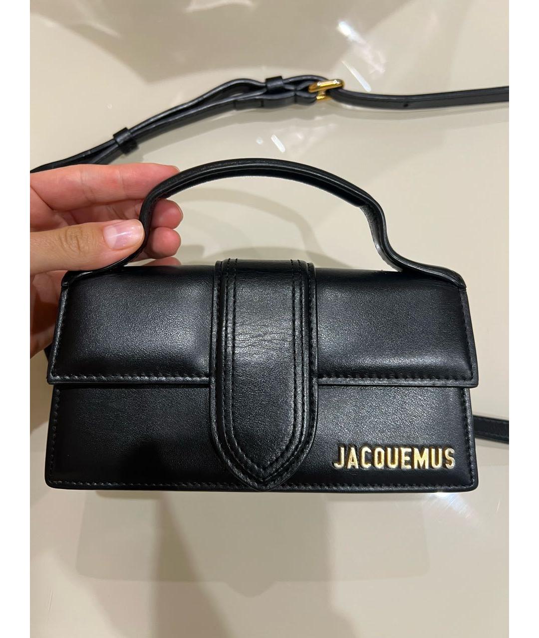 JACQUEMUS Черная кожаная сумка с короткими ручками, фото 5