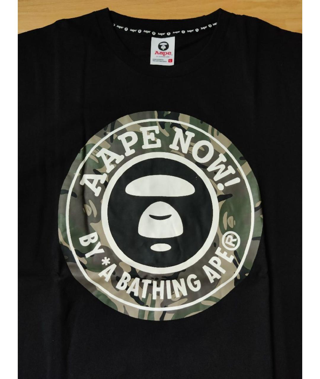 A BATHING APE Черная хлопковая футболка, фото 2